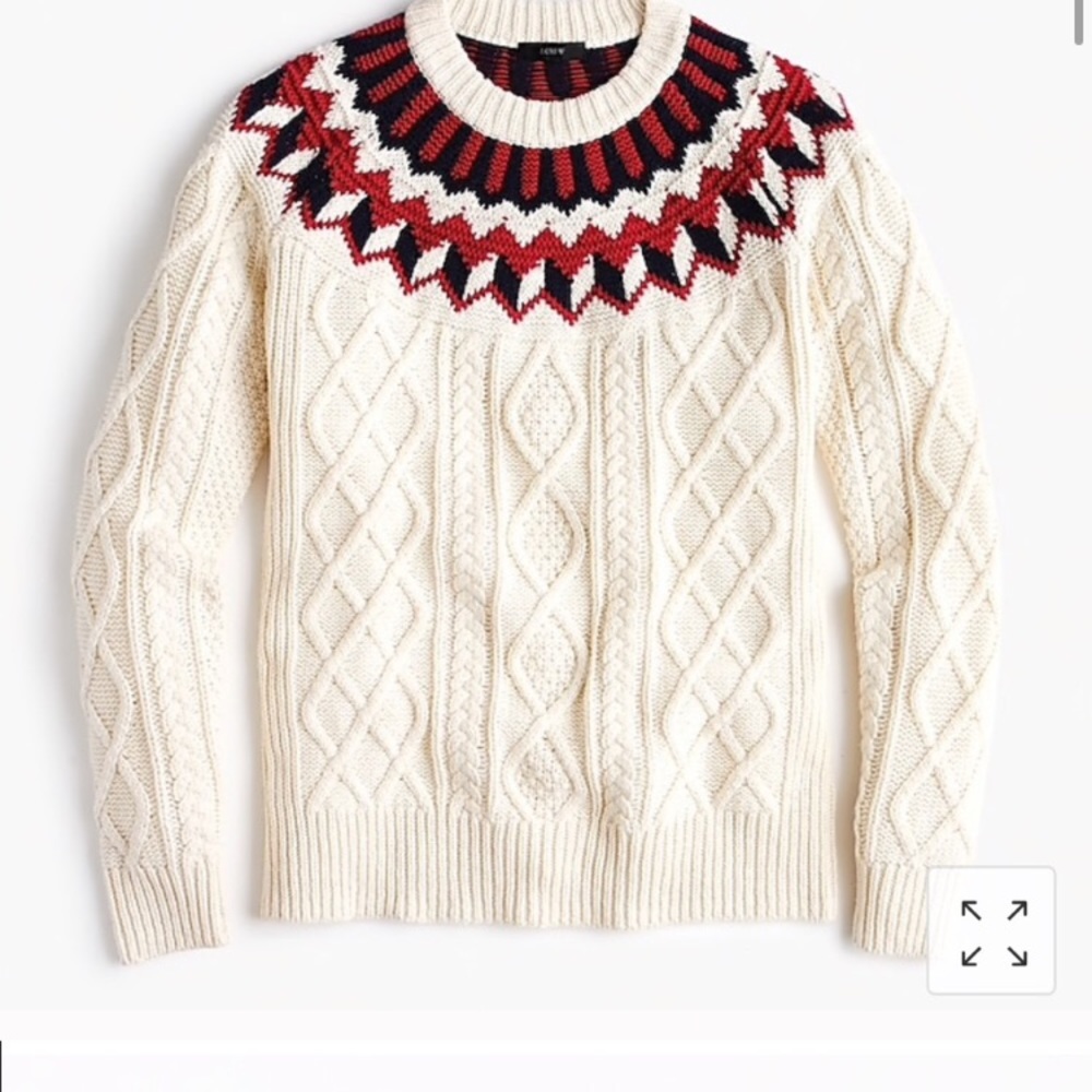 J. Crew Fair Isle Cable Knit Sweater